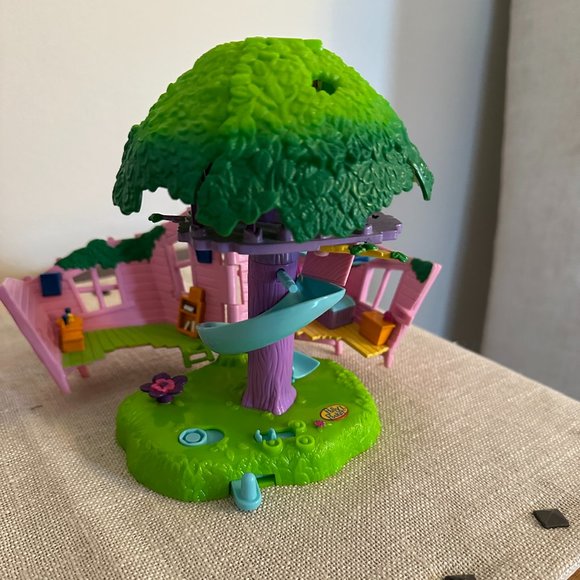 Vintage 2000 Polly Pocket Jungle Pets Trees House - Picture 1 of 4